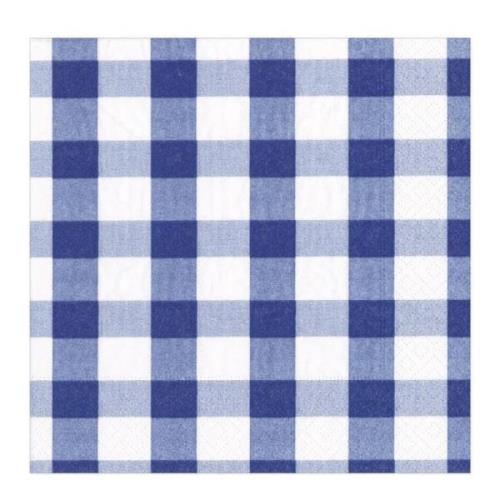 Caspari - Gingham servett 33x33 cm 20-pack blå/vit