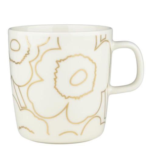 Marimekko - Oiva Piirto Unikko mugg 40 cl vit/guld