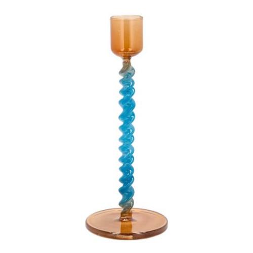 Villa Collection - Style Ljusstake Glas 16,3 cm Blå/Amber