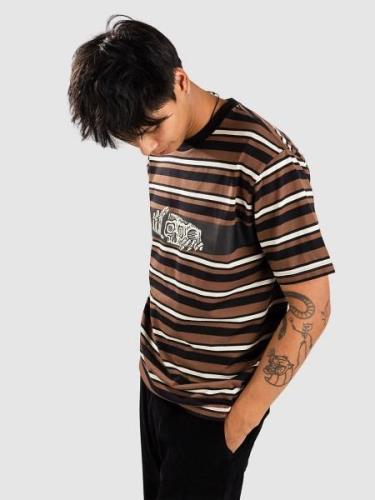 Lurking Class Peeking Stripe T-Shirt brown/black