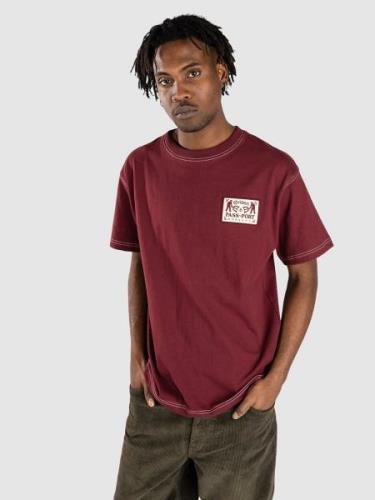 Pass Port Logo Lock Up T-Shirt burgundy