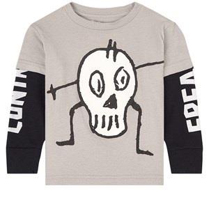 NUNUNU Goofy Skull Grafisk Långärmad T-shirt Grå 12-18 mån