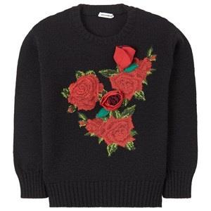 Dolce & Gabbana Flower Applique Wool Knit Tröja Svart 8 år