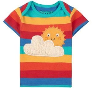 Frugi Bobster Applique T-shirt Rainbow Stripe/Sun 0-3 mån