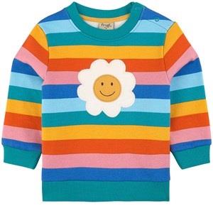 Frugi Sammy Sweatshirt Mid Pink Rainbow Stripe/Daisy 8-9 år