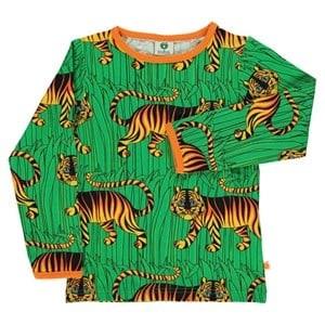 Småfolk Långärmad T-shirt Med Tigertryck Grön 1-2 år