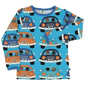 Småfolk Bilmönstrad Långärmad T-shirt Ocean Blue 1-2 år