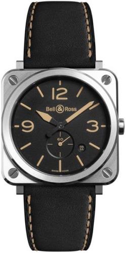 Bell & Ross BR-S-STEEL-HERITAGE Br S Quartz Svart/Läder
