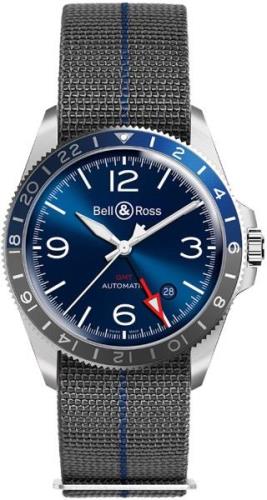 Bell & Ross Herrklocka BR-V2-93-GMT-BLUE Vintage Blå/Textil Ø41