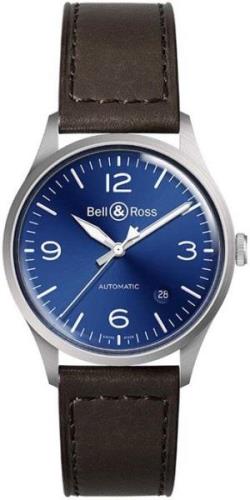 Bell & Ross BR-V1-92-BLUE-STEEL Vintage Blå/Läder Ø38.5 mm