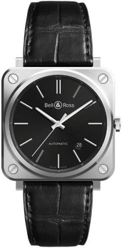 Bell & Ross BRS-92-BLACK-STEEL Br 05 Svart/Läder