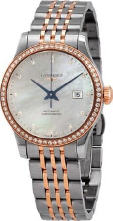 Longines Damklocka L2.321.5.89.7 Record Vit/18 karat roséguld Ø30 mm