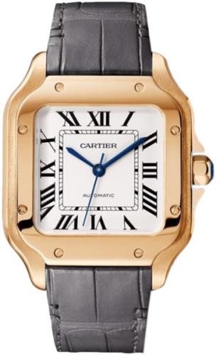 Cartier Herrklocka WGSA0028 Santos De Silverfärgad/Läder