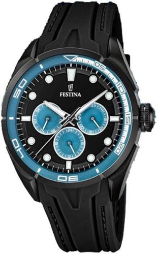 Festina Herrklocka F16610-B Multifunction Svart/Gummi Ø44 mm