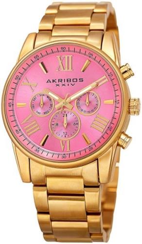 Akribos XXIV Damklocka AK908YGPK Rosa/Gulguldtonat stål Ø41 mm