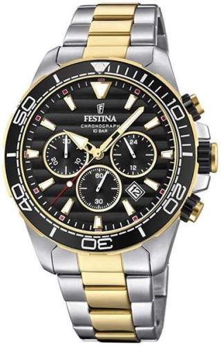 Festina Herrklocka F20363-3 Svart/Gulguldtonat stål Ø44.3 mm