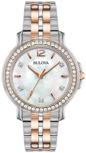 Bulova Damklocka 98L242 Crystal Silverfärgad/Roséguldstonat stål