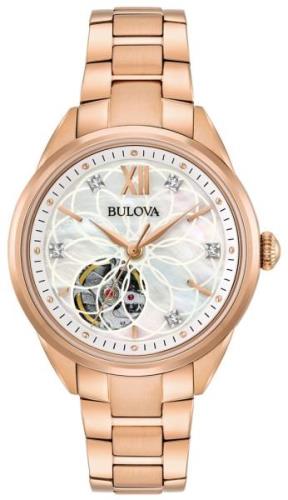 Bulova Damklocka 97P121 Vit/Roséguldstonat stål Ø34 mm