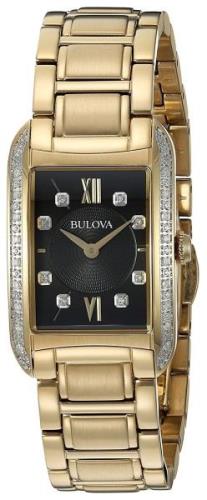 Bulova Damklocka 98R228 Svart/Gulguldtonat stål