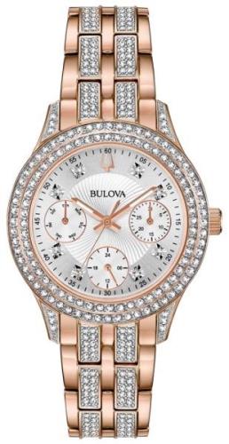 Bulova Damklocka 98N113 Silverfärgad/Roséguldstonat stål Ø33 mm