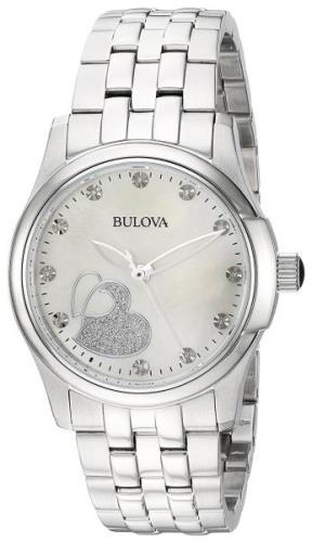 Bulova Damklocka 96P182 Vit/Stål Ø32 mm