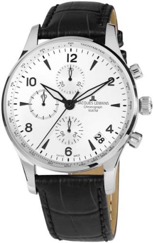 Jacques Lemans Herrklocka 1-1935B London Vit/Läder Ø44 mm