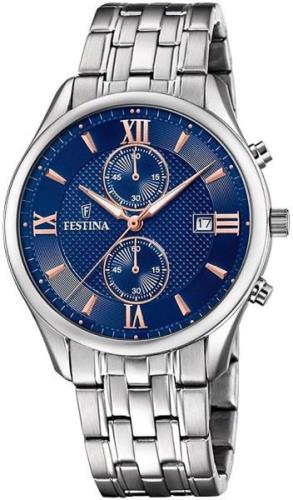 Festina Herrklocka F6854-6 Timeless Blå/Stål Ø42 mm