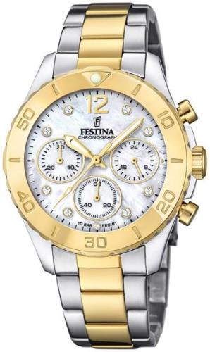 Festina Damklocka F20604-1 Boyfriend Vit/Gulguldtonat stål Ø39 mm