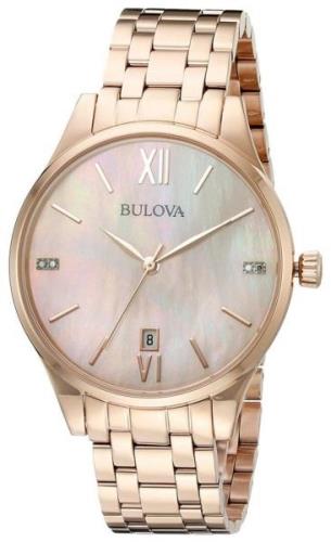 Bulova Damklocka 97P113 Diamond Silverfärgad/Roséguldstonat stål