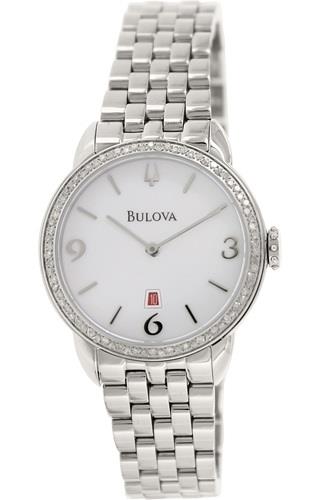 Bulova Damklocka 96R183 Diamond Vit/Stål Ø32 mm