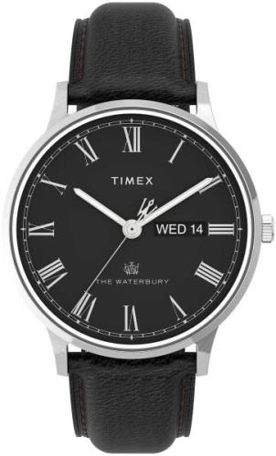 Timex Herrklocka TW2U88600 The Waterbury Svart/Läder Ø40 mm