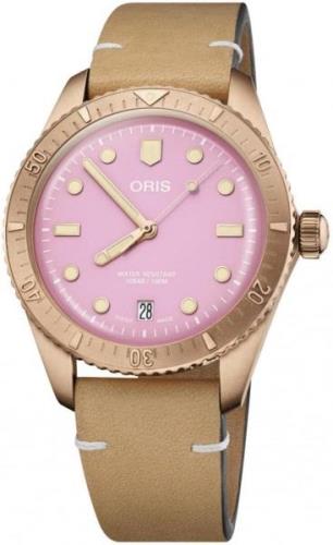 Oris 01 733 7771 3158-07 5 19 04BR Diving Rosa/Läder Ø38 mm