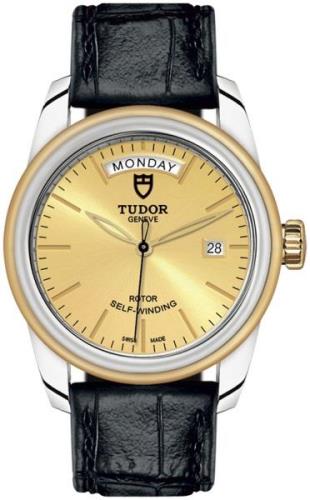 Tudor M56003-0024 Glamour Day-Date Gulguldstonad/Läder Ø39 mm