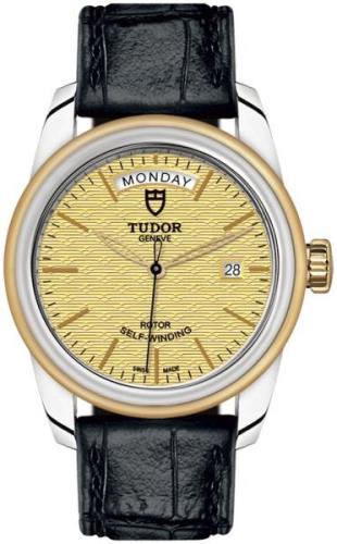 Tudor M56003-0010 Glamour Day-Date Gulguldstonad/Läder Ø39 mm
