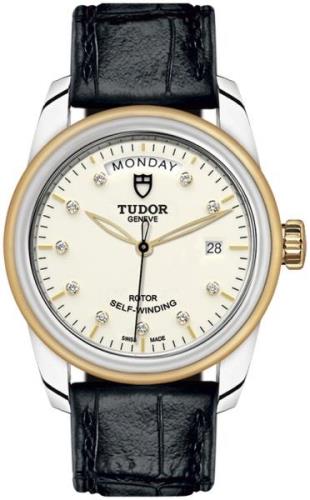 Tudor M56003-0115 Glamour Day-Date Vit/Läder Ø39 mm