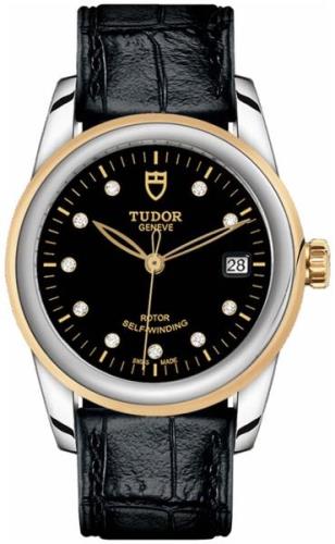 Tudor Damklocka M55003-0037 Glamour Date Svart/Läder Ø36 mm