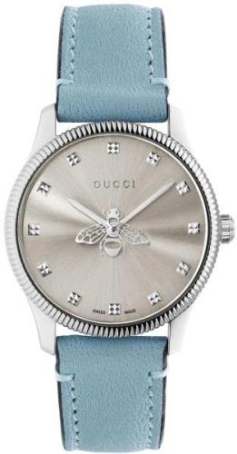 Gucci Damklocka YA1265039 G-Timeless Silverfärgad/Läder Ø29 mm