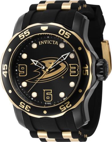 Invicta Herrklocka 42316 NHL Svart/Gulguldtonat stål Ø48 mm