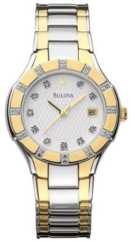 Bulova Damklocka 98R119 Diamond Vit/Stål Ø34 mm