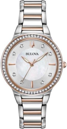 Bulova Damklocka 98L258 Vit/Roséguldstonat stål Ø32 mm