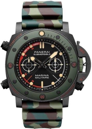 Panerai Herrklocka PAM01238 Submersible Svart/Gummi Ø47 mm