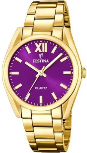 Festina Damklocka F20640-3 Boyfriend Lila/Gulguldtonat stål Ø37 mm