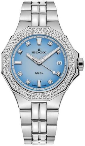 Edox Damklocka 53020-3D120M-BUCND Delfin Blå/Stål Ø38 mm