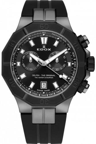 Edox Herrklocka 10113-37GNCA-NGIN Delfin Svart/Gummi Ø43 mm