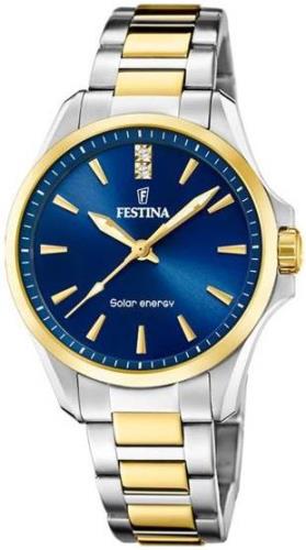 Festina Damklocka F20655-4 Petite Blå/Gulguldtonat stål Ø34 mm