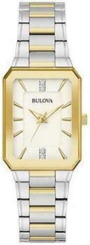 Bulova Damklocka 98P209 Classic Vit/Gulguldtonat stål