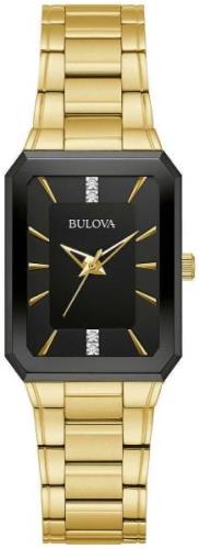 Bulova Damklocka 97P157 Diamond Svart/Gulguldtonat stål