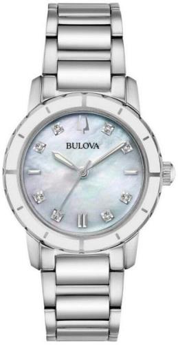 Bulova Damklocka 96P194 Diamond Vit/Stål Ø27 mm