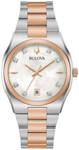 Bulova Damklocka 98P199 Surveyor Vit/Roséguldstonat stål Ø34 mm