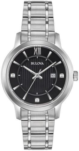 Bulova Damklocka 96P185 Diamond Svart/Stål Ø32 mm